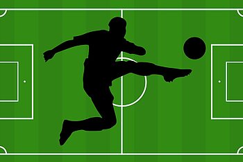 Voetbalveld met silhouette